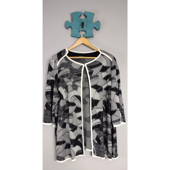 Misook knit cardigan sweater top 1X modern abstract print plus size - Picture 2 of 16